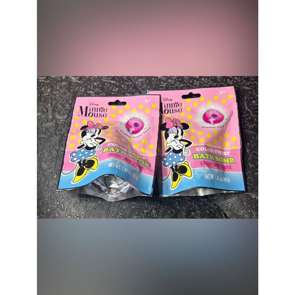 New Disney Minnie Mouse Pink and Blue Cotton Candy Bath Bomb Favor Set of 2